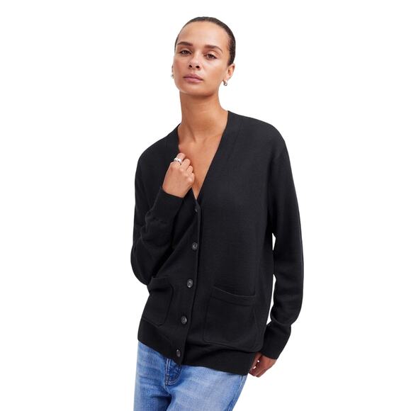 Madewell Merino Wool Black Cardigan XS NWT | Soft Fair Trade Button Down Sweater - Picture 1 of 8